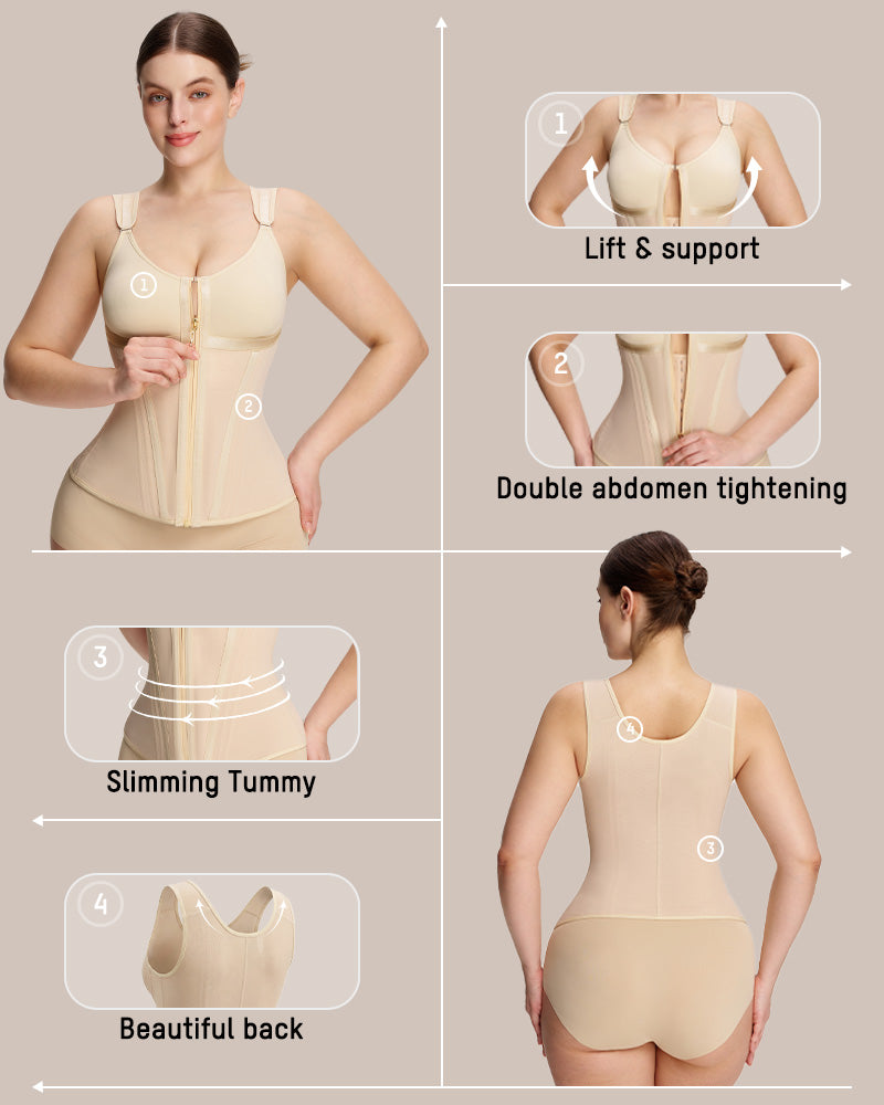 Double-Layer Tummy Control Waist Shaper Girdle With Bra
