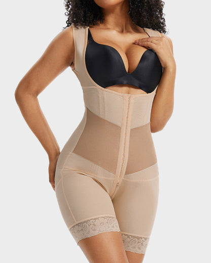 PowerMesh Double-Layer Open Bust Full Body Shaper